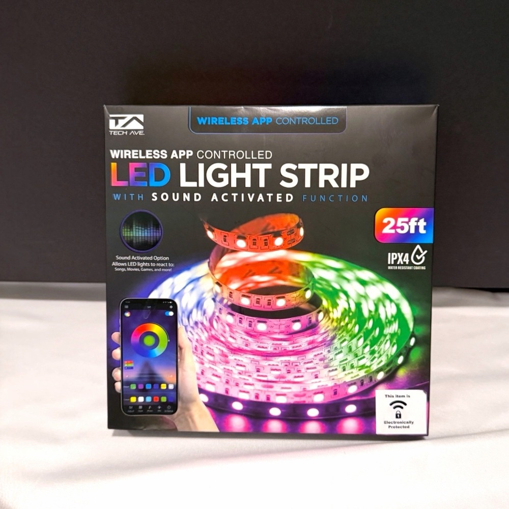 Tech Ave. 25 Ft. Sound Reactive Color Flow Indoor LED RGB+IC Smart Light Strip